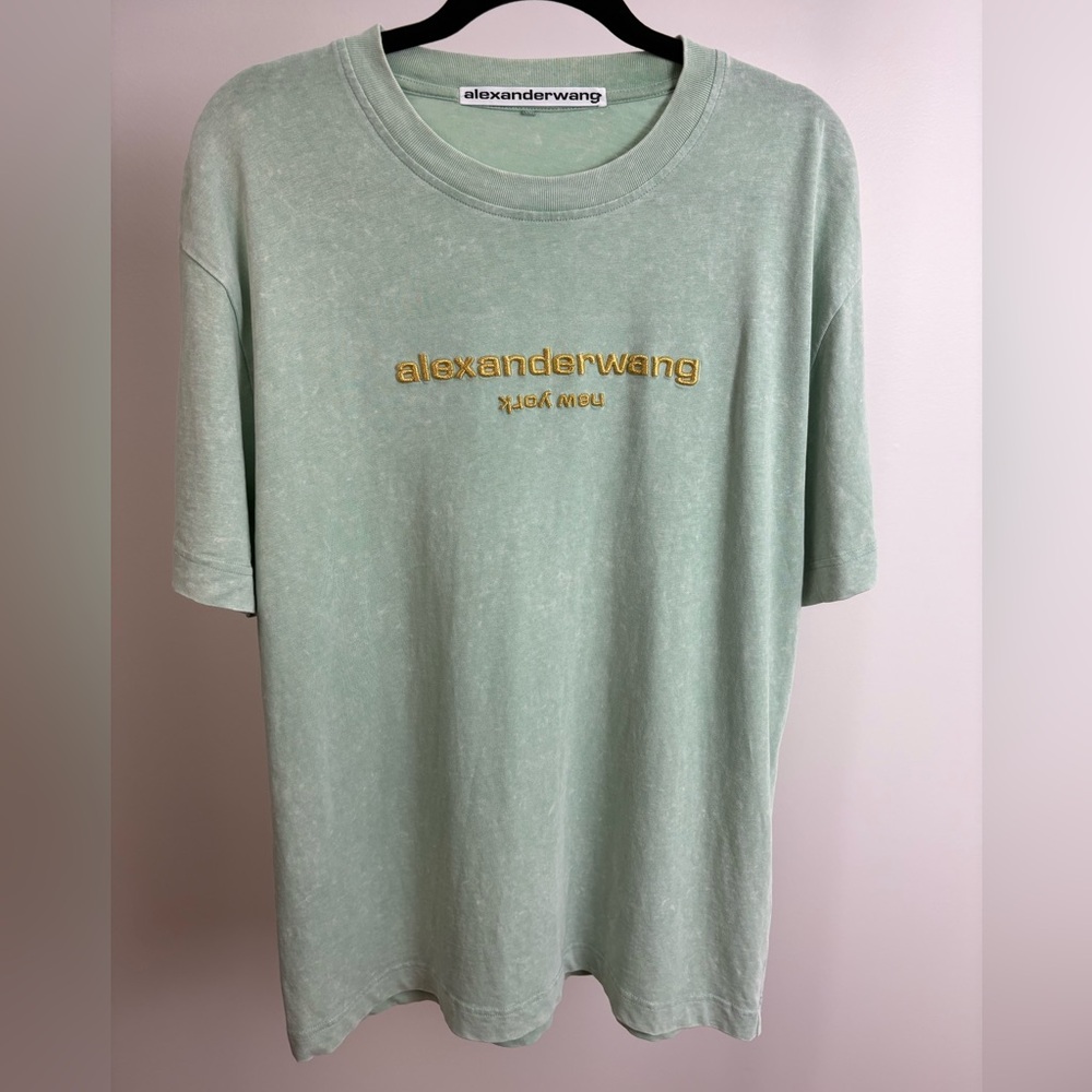 Alexander Wang Oversized Mint Green Acid Wash Tee